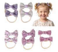 10 Pezzi Elastici per Capelli Neonato con Fiocco, Morbidi Fermacapelli per Bambina e Neonata (Viola)