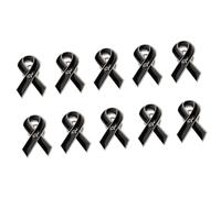 10 pezzi elegante nastro nero distintivo per programmi di sensibilizzazione e abbigliamento formale, spilla in lega smaltata, spilla da bavero, accessori per raccolta fondi, L, come descritto