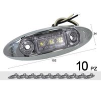 10 Pezzi Fanali Laterali Led 24V 12V Bianco Freddo Per Luci Ingombro Cortesia Ta