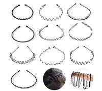 10 Pezzi Fasce in Metallo Multi-Style Fasce Ondulate Elastiche, Antiscivolo Sport Capelli Hoop Band, Fascia in Metallo Uomo, Metallo Cerchietto per Donne