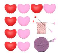 10 Pezzi Ferma Maglia in Silicone a Forma di Cuore, Rosso e Rosa, Tappi Protettivi per Punte, per Ferri da Maglia e Uncinetto, Adatti per Ferri 3-9 mm