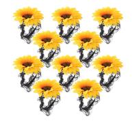 10 Pezzi Fermacoda a Girasole in Velluto Fiore, Giallo