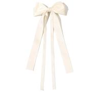 10 pezzi fermagli for capelli con fiocco doppio in nastro tinta unita for donne e ragazze, alla moda, grandi fiocchi, lunghi nappe, for in argento per Donne(Beige)