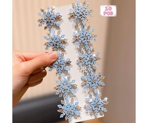10 pezzi Fermagli per capelli a forma di fiocco di neve blu per ragazze, Regali per ragazze, Accessori per capelli alla moda per ragazze, Forme di fiocchi di neve tridimensionali, Cose che le ragazze 