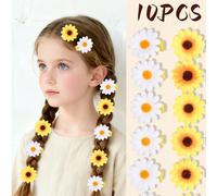 10 pezzi Fermagli per capelli con fiori di margherita gialli e bianchi, accessori per capelli da principessa, eleganti barrette per uscire, fotografie, performance, vita quotidiana Lega di ferro