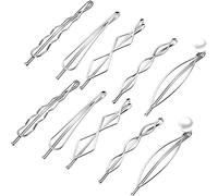 10 pezzi fermagli per capelli in metallo, fermagli geometrici per donne e ragazze, spilli per lo styling dei capelli, accessori decorativi minimalisti per matrimoni e copricapi (argento)
