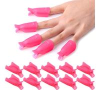 10 pezzi Fermagli riutilizzabili per rimuovere lo smalto rosa, Punte per immersione in plastica adatte per unghie in gel UV e acriliche, Strumento professionale per manicure per rimozione del gel, Ada