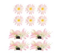 10 Pezzi Fermaglio per Chioma Fiori Finti, Stile Hawaiano Boho | Bianco e Rosa, Metallo e Plastica, Leggero, per Vacanze e Feste, Adatto a Chioma Fini