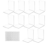 10 pezzi fermalibri per mensole,Supporto per libri in acrilico trasparente,con 40 cuscinetti antiscivolo in silicone, adatti per riporre libri, librerie per biblioteche e fermalibri per ufficio