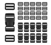 10 Pezzi Fettuccia Nylon Fibbia con 20 Clip Tri-Glide Cursore Della Tessitura, Fibbie Plastica Piccole 25mm Ricambi Chiusura Zaini, Regolabile Fibbia Accessori per Riparazione Bagagli, Zaino, Nastri