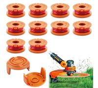 10 Pezzi Filo Tagliabordi Bobine Adatto per Worx Tagliabordi,10 Bobine di Filo e 2 Cappucci, Ø1.65mm e 3.0m Lunghezza WA0004.1/WA0010 Sostituzione Rocchetto Filo Tagliabordi