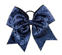 10 pezzi fiocchi for capelli con paillettes glitterate for bambini, grandi scintillanti da cheerleader, elastici for bambina Per Cheerleader(Deep Blue)