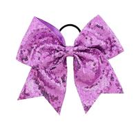 10 pezzi fiocchi for capelli con paillettes glitterate for bambini, grandi scintillanti da cheerleader, elastici for bambina Per Cheerleaders(PURPLE)