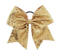 10 pezzi fiocchi for capelli con paillettes glitterate for bambini, grandi scintillanti da cheerleader, elastici for bambina Per Cheerleaders(Gold)
