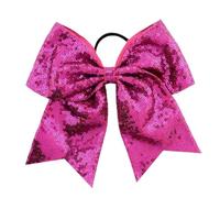 10 pezzi fiocchi for capelli con paillettes glitterate for bambini, grandi scintillanti da cheerleader, elastici for bambina Per Cheerleader(Rose Red)