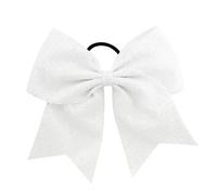 10 pezzi fiocchi for capelli con paillettes glitterate for bambini, grandi scintillanti da cheerleader, elastici for bambina Per Cheerleaders(WHITE)