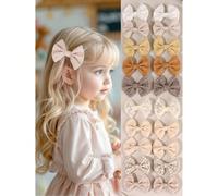10 pezzi Fiocchi per capelli in tessuto morbido per bambine, fermagli per capelli con fiocchi in tonalità terra, adatti per l'autunno e l'inverno, molletta a coccodrillo per uso quotidiano, accessori