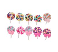 10 Pezzi Flatback Clay Lollipop Decorazione Slime Polymer Lollipop di Colori Assortiti per Abbellimento Scrapbooking Fai-da-Te, Fermaglio per Capelli Home Decor Craft