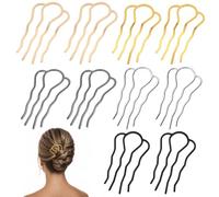 10 Pezzi Forcine per Capelli, 90×50 mm, 4 Punte, Nero, Oro, Argento, Lega | Forcine per Chignon, Design a U, 5 Colori, per, Chignon, Trecce Francesi, per Donne, Ragazze, per Capelli Folti e Fini