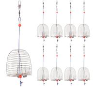 10 Pezzi Gabbia Esche da Pesca in Acciaio Inox, Cestello Metallico | Struttura a Rete Saldata, Colore Argento, Leggera e Pratica, Adatta a Gamberi e Granchi