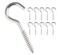 10 Pezzi Ganci a Vite M8 x 80 mm, Ganci a Vite Multiuso, Gancio Soffitto e Parete con Vite, Screw in Hook, Ganci Avvitabili in Metallo, Pesante con Gancio Grande, per Amache Tende sedie a dondolo