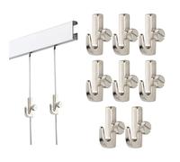 10 Pezzi Ganci per Quadri Regolabili, Mini Ganci per Binari di Galleria in Lega di Zinco, per Fune in Acciaio 1-2mm, Kit Appendi Quadri Pesanti per Foto e Arte, Portata 45-60kg