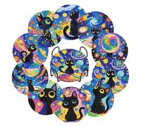 10 Pezzi Gatto Diamond Dipinto Sottobicchiere, Art Kit Sottobicchiere con supporto, Pupazzo di Gatto Acrilico Diamond Painting, per Principianti per Bevande Bar Tazze Adulti Bambini