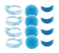 10 Pezzi Ghiaccio Gel Riutilizzabile per Occhi, Patch Occhiaie e Borse con 3 Forme Diverse, Maschera Occhi Gel Freddo e Caldo per Sgonfiare e Rilassare il Contorno Occhi, Blu Stellato
