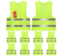 10 Pezzi Gilet di Sicurezza Riflettente, Gilet Catarifrangente di Sicurezza, Gilet Alta visibilità, Giubbotto di Sicurezza Riflettente per Auto Addetti alla Pulizia Cantiere, Verde
