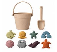 10 Pezzi Giochi Spiaggia Bambini con Secchiello Paletta Formine(beige) | Silicone morbido e flessibile