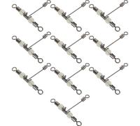 10 Pezzi Girella da Pesca a Tre Vie Rame con Perle Luminose 1/0 * 1 | Riduce le Torsioni della Lenza, per Leader e Esche, Pesca Notturna, Riva e Mare Profondo