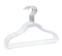 10 Pezzi Grucce per Abiti, Grucce Trasparenti in Plastica Glitterata da 40cm Appendiabiti Antiscivolo per Armadio per Adulti(Argento)