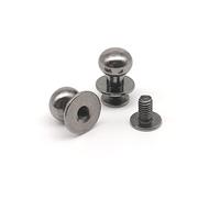 10 pezzi in ottone massiccio con testa a sfera tonda in rame borsa artigianale in pelle borsa cintura vite posteriore rivetto chiodo a vite capezzolo Stud Spot(Gun black,Head diameter 10mm)