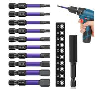 10 Pezzi Inserti per Avvitatore Professionali Punte Avvitatore Inserti Avvitatore con 1 Portabit Magnetico Punte Magnetiche Antiscivolo per Riparazioni Ambito Industriale Domestico Elettrotecnico