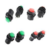 10 pezzi Interruttore a pulsante DS-425 Autobloccante/Ripristinante Non bloccante 2 pin 250 V 1,5 A Interruttore rotondo Rosso Verde(Self Locking Green)