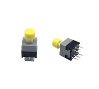 10 pezzi Interruttore a pulsante tattile autobloccante 5,8 * 5,8 mm 7 * 7 mm 8 * 8 mm 8,5 * 8,5 mm Microinterruttore di ripristino + (10 pezzi Tappo tattile A28)(Yellow,8.5X8.5mm Self Lock)