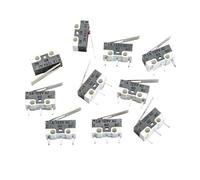 10 pezzi Interruttore di finecorsa Interruttore a pulsante 1A 125V AC Interruttore del mouse 3 pin Manico lungo Braccio di leva a rullo SPDT 12 * 6 * 6mm(Black)