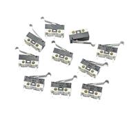 10 pezzi Interruttore di finecorsa Interruttore a pulsante 1A 125V AC Interruttore del mouse 3 pin Manico lungo Braccio di leva a rullo SPDT 12 * 6 * 6mm(Blue)