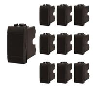 10 Pezzi Interruttore Unipolare 1P 16A 220V, Compatibile Con Bticino Living International, Colore Nero, Retro Illuminabile, 1 Modulo, Serie MBL