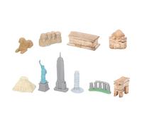 10 pezzi intorno agli edifici in miniatura di città del mondo che vivono come antichi edifici famosi, giocattoli per feste di attività prescolastiche
