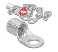 10 pezzi Kalitec Q35-8 terminale a morsetto per cavo 35mm² M8 | Non isolato | Pressione ad ardiglione | Per conduttori multi-, fine e ultra-fini | Terminale per cavo 35mm² secondo DIN 46234