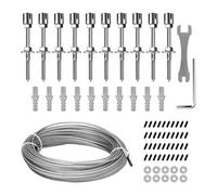 10 Pezzi Kit Griglia Arrampicata Piante Accessori Traliccio Esterno con Dadi Espansione Sostegno Inox Montaggio Rapido Adatto per Patio Giardino, con Cavo da 52 Piedi