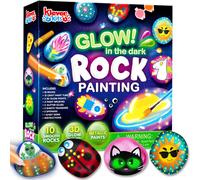 10 pezzi Kit Pittura di pietra per bambini con 18 colori (colle glitter e