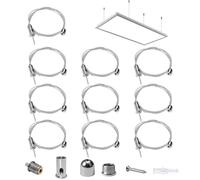 10 Pezzi Kit Sospensione Pannelli, 1m × 1,5mm Regolabile Sospensione del Cavo, Kit Cavo Acciaio Sospensione Regolabile, Led Cavi Acciaio per Sospensioni, per Pannello LED, Soffitto, Immagini