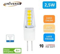 10 PEZZI LAMPADINA LED G4 2,5W BULB CHIP SMD 300° 200 LUMEN AC/DC 12V UNIVERSO