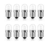 10 Pezzi Lampadine LED E10 AC/DC 6V, Bianco Caldo 3000K, Attacco a Vite Piccolo E10, Ø10x25mm, Lampadina di Ricambio in Miniatura per Stella di Natale, Torcia, Presepe di Natale, Esperimenti di Fisica