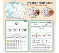 10 pezzi Lavagna bianca per la matematica con tabella dei numeri e linea numerica, ausili didattici per l'insegnamento della matematica, forniture educative, risorse per la scuola a casa e l'aula, gio
