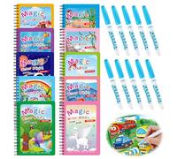 10 Pezzi Libro Magico ad Acqua da Colorare, Libro di Pittura ad Acqua con 10 PennaAcqua, Riutilizzabili Libroda Colorare con Acquaper Bambini, Pittura Giocattolo Regalo per 3 4 5 Anni Bambini