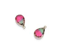 10 pezzi/lotto di pendenti a forma di goccia d'acqua in C colorato di rame per gioielli fai da te, accessori pendenti in C scintillante - Verde Rosa