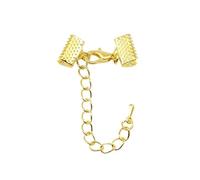 10 pezzi/lotto fermagli a gola, terminali for cordoni, nastri in pelle con catene/fermagli a moschettone, connettori, forniture for la creazione di gioielli Barriera Corda Fine Cap(Gold,25mm)